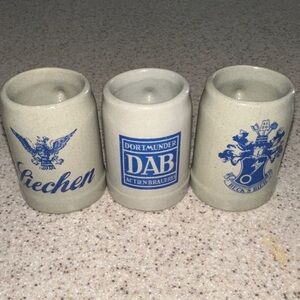 ✨ MINI German Beer Steins with Blue Logos, perfect for shot glasses or ornaments